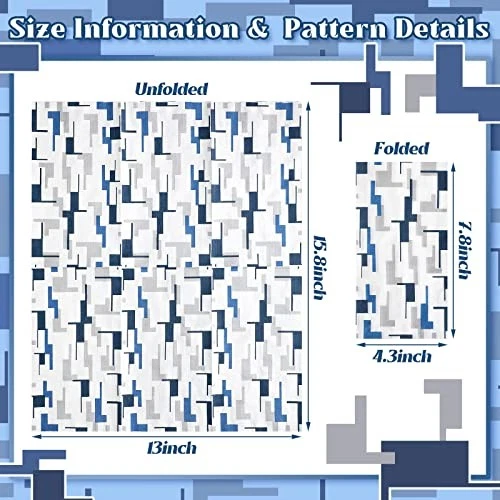 200 Pcs Geometric Bathroom Napkins Blue Gray Disposable Hand Towels 2 Ply - Image 4 of 4