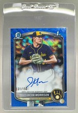 Jacob Morrison 2025 Bowman Chrome Draft Blue Wave Refractor Auto 1st RC /150