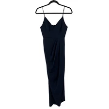 Shona Joy Dress Tulip hem maxi navy blue size 2 