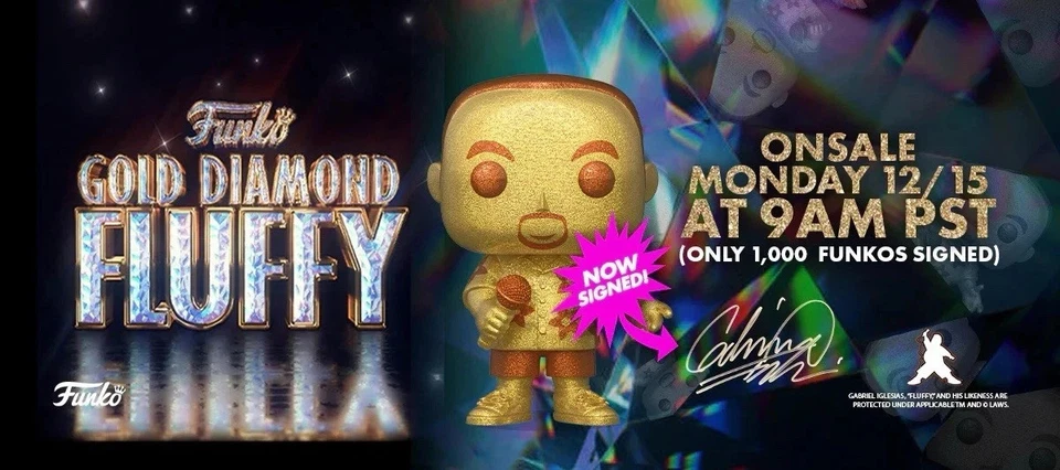 Gabriel Iglesias Fluffy Funko Pop Gold Diamond 1,000 Pcs Signed PRESALE