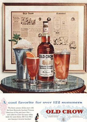 1957 Old Crow Whiskey: Cool Favorite 122 Summers Vintage Print Ad
