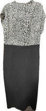 Express Midi Sheath Dress Size Large Animal Print Drape Mock Neck Short Sleeve