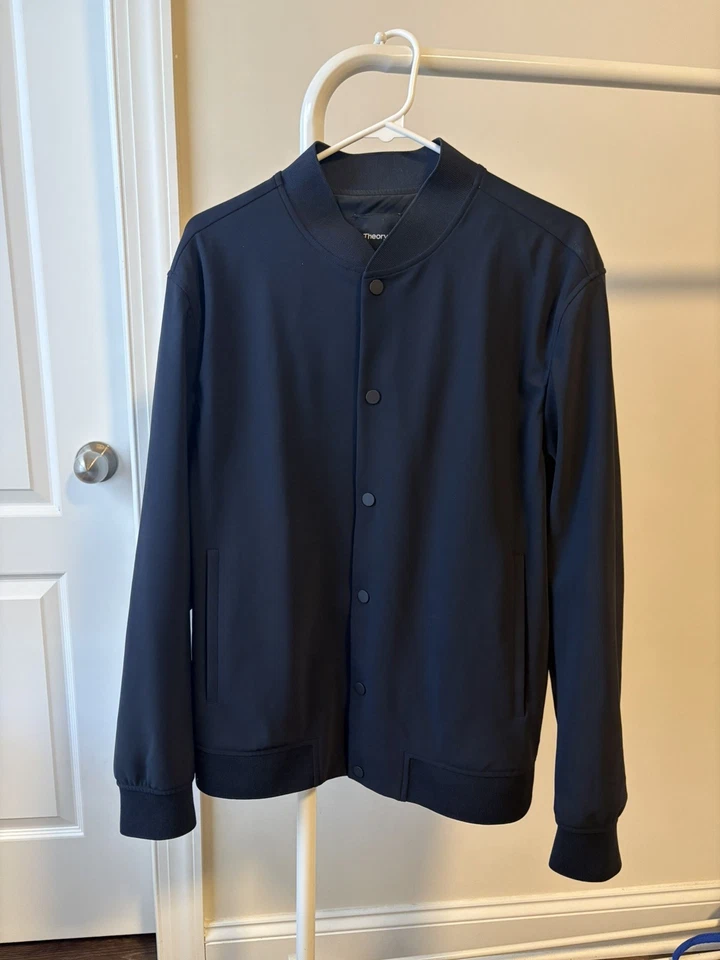THEORY Men's Murphy Bomber Jacket in Precision Ponte, Baltic (Navy), Size L - Image 2 of 4