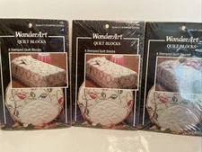 WonderArt Quilt Blocks Stamped Cross Stitch Pattern Colonial Rose # 1981 17” 