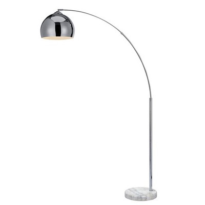 Teamson Home Arc Floor Lamp Tall Standing Hanging Light Real Marble Base Chrome