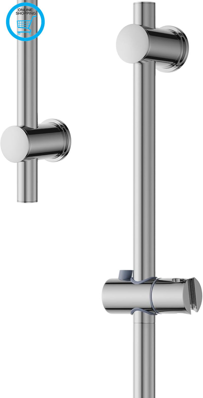 Stainless Steel Shower Slider Rail,Shower Riser Rail 68Cm, Shower Slider Bar wit