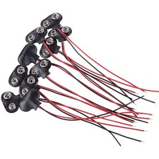 10 Pack 9V Battery Clip Connector T-Type Leather Long Cable Housing Connection