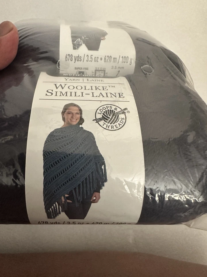 3 madejas lazos e hilos Woolike Simili-Laine hilo azul marino, #4, 3,5 OZ, 678 yardas Foto 4 de 4