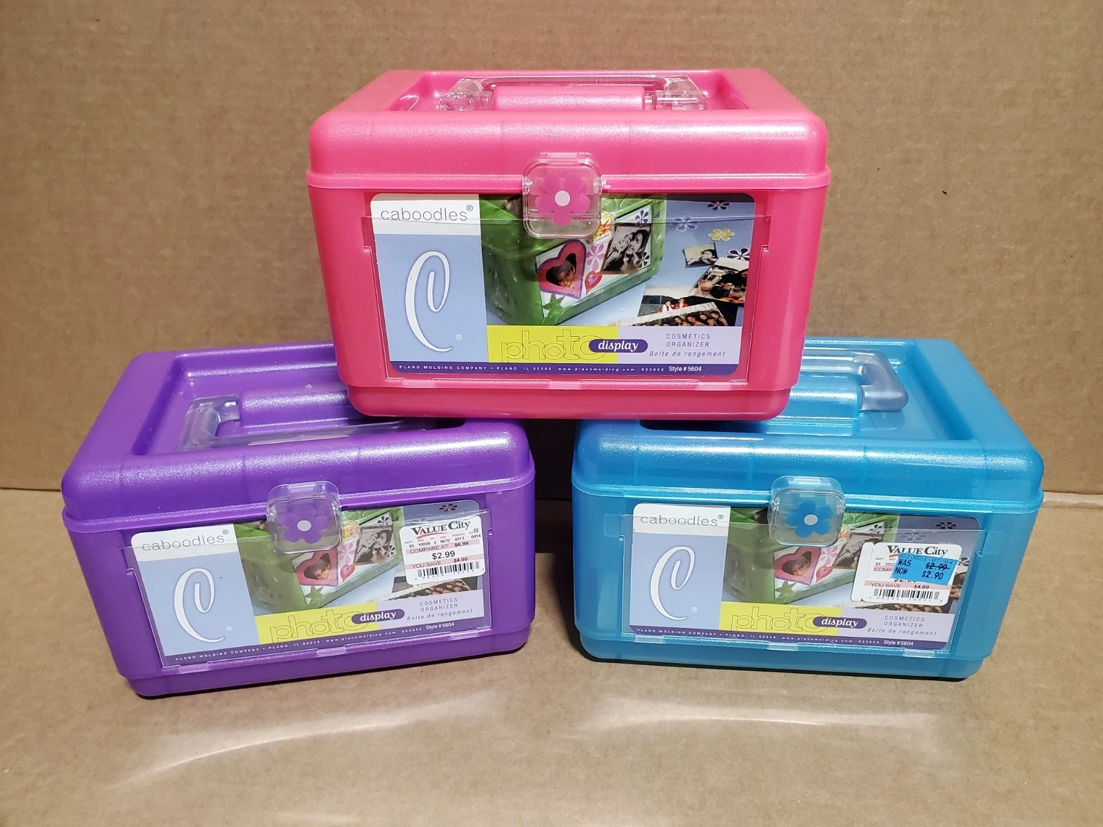 Vtg. Lot of 3 Caboodles #5604 NEW Cosmedic Organizer W/ Photo Display & Mirror
