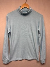 REI Pullover Base Layer Top Womens Light Blue Long Sleeve Turtleneck Stretch XL