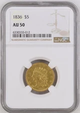 1836 Gold Half Eagles Classic Head NGC AU-50