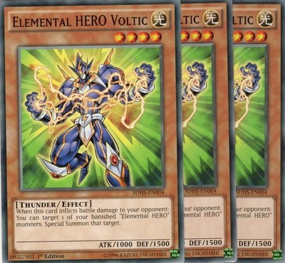 yugioh 3x Elemental HERO Voltic SDHS-EN004 COMMON 1AUFLAGE ENGLISCH