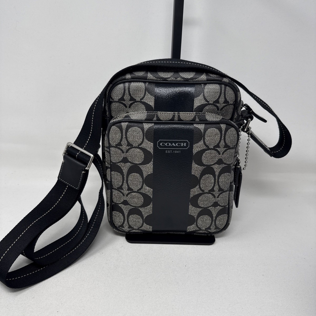 バッグ COACH Heritage Striped Flight Bag Coach Heritage Stripe Signature Flight Shoulder Bag | eBay