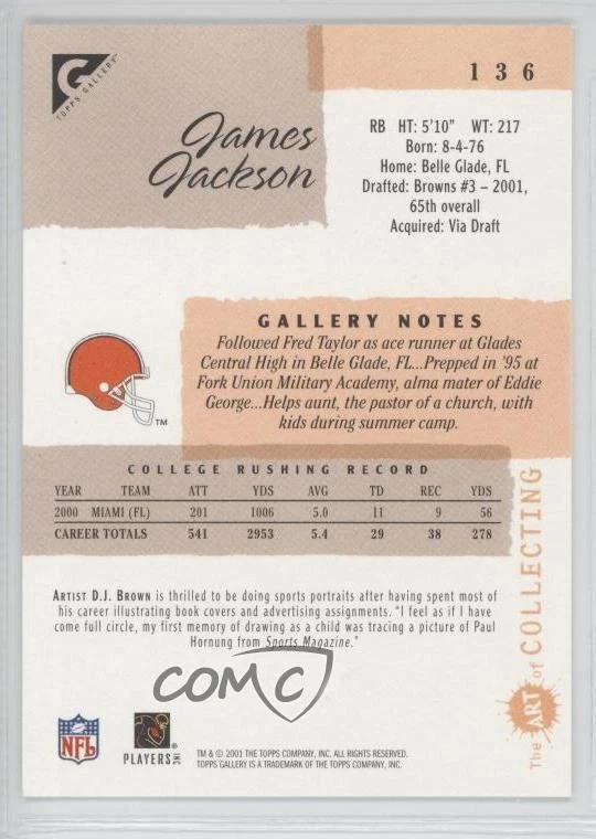 2001 Topps Gallery James Jackson #136 Rookie RC - Image 2 of 2