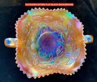 NORTHWOOD STIPPLED MG “BASKET OF ROSES” CARNIVAL GLASS BON-BON – SCARCE!