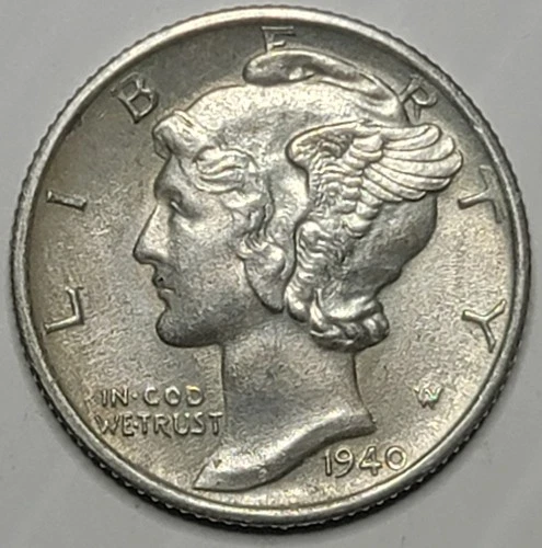 1940-S Silver Mercury Dime - Uncirculated / Ungraded - Full of Details