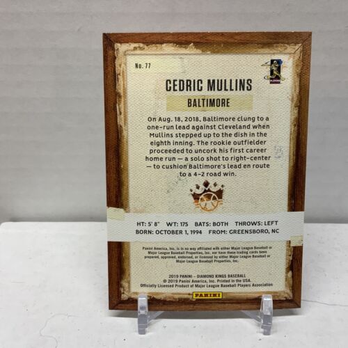2019 Panini - Diamond Kings Baseball #77 Cedric Mullins - Baltimore Orioles RC - Picture 2 of 2