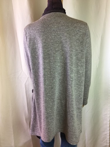 NWOT Comme Toi Gray/plum Open Cardigan,long Pockets CottonBlend,Women’s SZ M - Picture 4 of 12