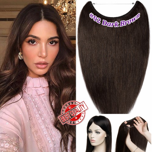 Thick 7A+ Hidden Wire In 100% Real Remy Human Hair Extensions One Piece #BLONDE - Picture 25 of 40