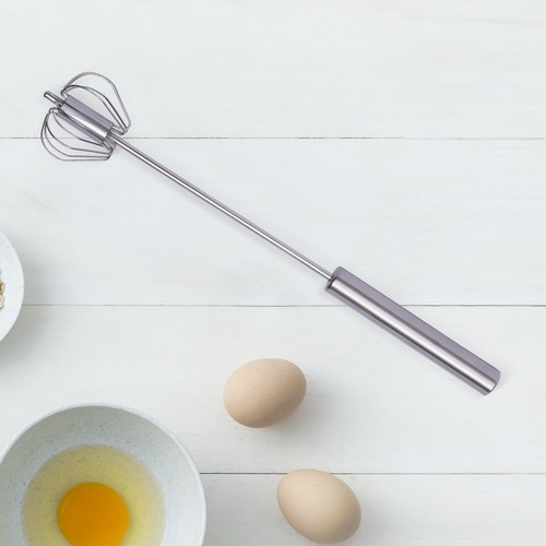 2.36*2.36*13.58"Semi-Automatic Stainless Steel Egg Whisk Hand Push Blender Mixer