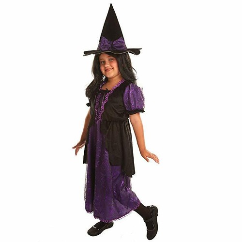 Girl's Wicked Witch Costume Set Fancy Ball Christmas Halloween Party Suits - Picture 1 of 4