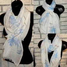 ARTISTIC BLUE PALM TREES VISCOSE MULTIFUNCTIONAL FASHION SCARF 72" X 27" INDIANA