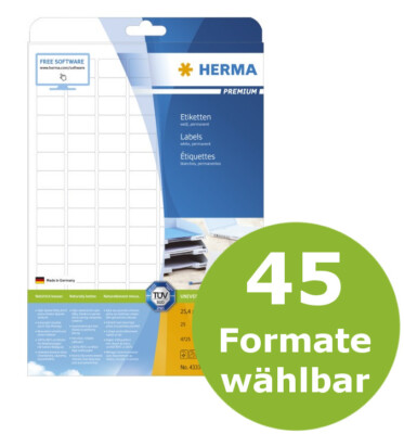 Herma Premium-Etiketten Universal Etiketten auf A4 Bogen weiß Format wählbar *