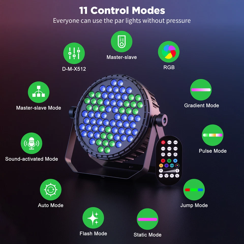 UKING 360W LED RGB Stage Lighting PAR Light DMX Party DJ Disco Light Effect - Image 3 of 4