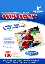 4 X 6 Premium Glossy Photo Paper 200GSM 11MIL 98 Brightness 100 Sheets pack 