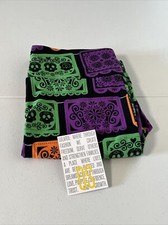Lularoe OS Leggings Halloween Skulls On Multicolor Patchwork Background New NWOT