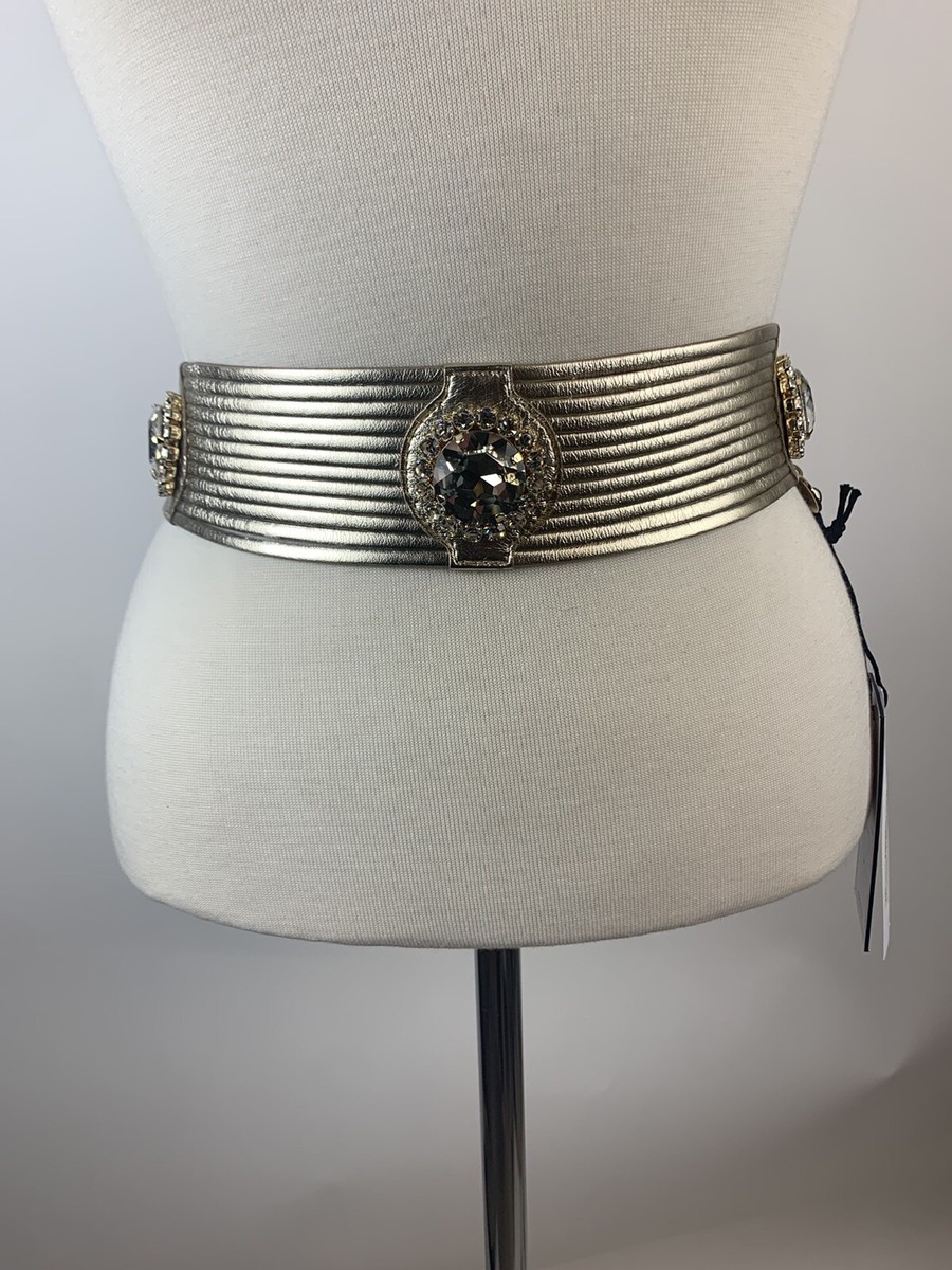 Argento Antico Ecopelle Bling Star belt. Gold Made In Italy  display picture 2