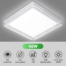 48W LED Ceiling Down Light 6500K Flush Mount Kitchen Lamp Home Fixture Square