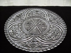 Anchor-Hocking-Glass-Clear-Stars-amp-Bars-12-3-4-034-Serving-Platter-Tray-Cake-Plate
