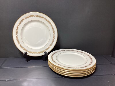 FRANCISCAN ARCADIA GOLD Set of 6 Salad Plates 8 3/8'' Gold Trim (J4**)
