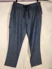 NWT Cool Chef by Happy Chef Pants Denim Look Attached belt w Adj. Comfort Waist