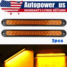 2X Amber 15LED Car Truck DRL Light Bar Brake Rear Turn Signal Stop Tail Strip US