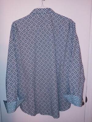 Chemise Robert Graham Manches Longues Bleu Métallique - Taille L, Neuf Avec étiquettes