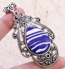 Yoline Calsilica 925 Silver Plated Handmade Pendant of 2.6"