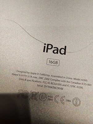 Apple iPad 2nd Gen 16GB WiFi A1395 Silver/Black ✓iOS