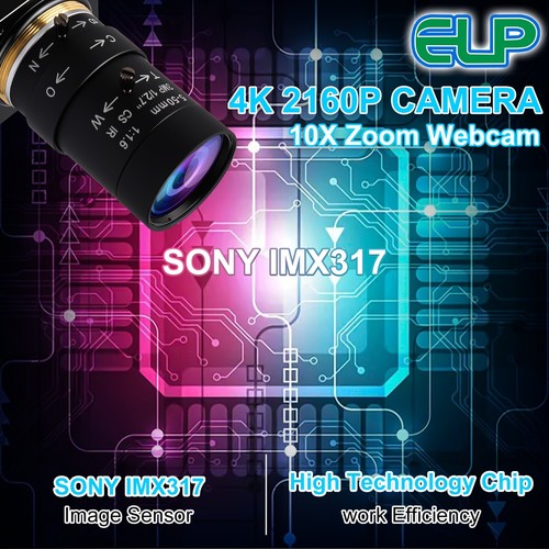 ELP 4K 10X Zoom Webcam 30fps USB2.0 Camera HD Webcams with 5-50mm Varifocal Lens - Picture 6 of 9