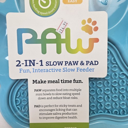 Dog Lick Mat Tray 2in1 Slow Lick Mat Dog Boredom Anxiety & Stress Relief Blue - Picture 2 of 5