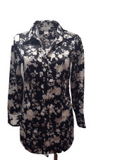 Worthington Floral stretchy button-up shirt dress size Small