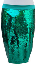 Sheego Rock Grün Damen Pailletten Damenrock Übergröße Midi Bleistiftrock Sommer