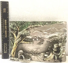 Vintage Silver Arg. 925  3 D Relief Sculpted Couple Kissing On Bench