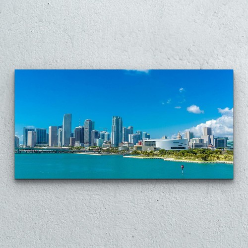 Tempered Photo Glass Print Home Decoration 100x50 Miami USA Panorama Cityscape eBay