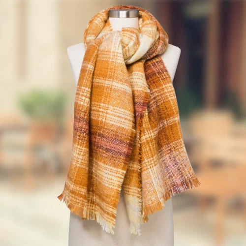 Universal Thread Women s OSFM Rust Orange Plaid Blanket Scarf 74