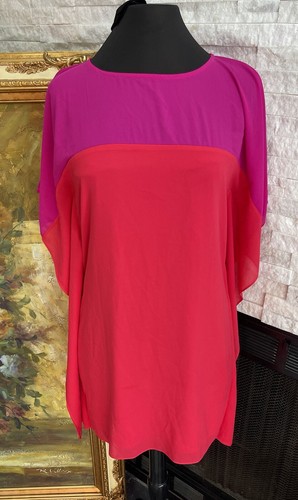 badgley mischka Colorblock Shift Dress Tunic Top Butterfly Sleeves Size Small - Picture 2 of 11