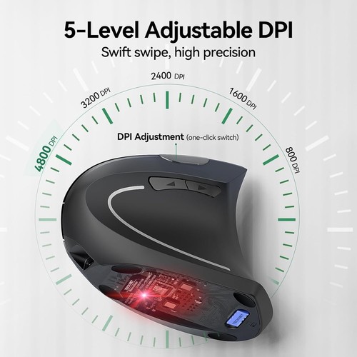 TECKNET Ergonomic Mouse, Rechargeable Vertical Ergo Mouse Wireless 800-4800 L... - Picture 6 of 10