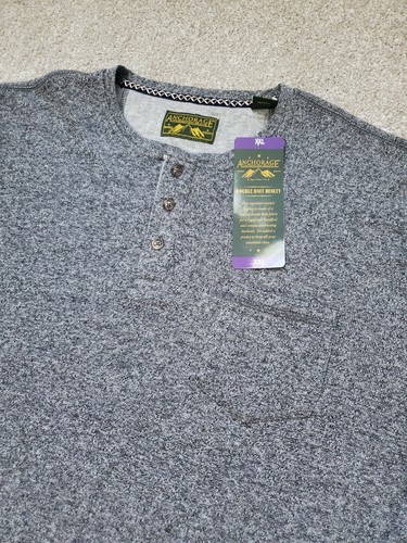NEW Anchorage Expedition Brand Double Knit Henley Size XXL 2XL Charcoal Gray - Picture 2 of 8