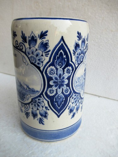 Vintage Delft Blue Heineken Beer Stein Mug Holland Hand Painted Windmill Rare "F - Picture 6 of 12